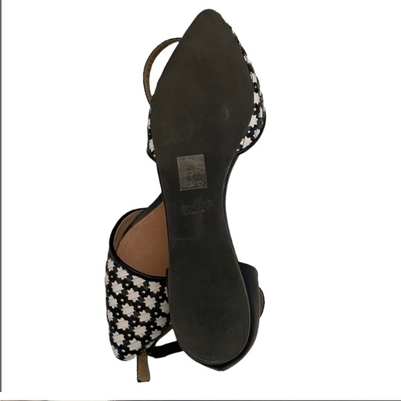 Shellys London black & white Dorsay adjustable ankle straps flat shoes size 10 - Picture 9 of 13